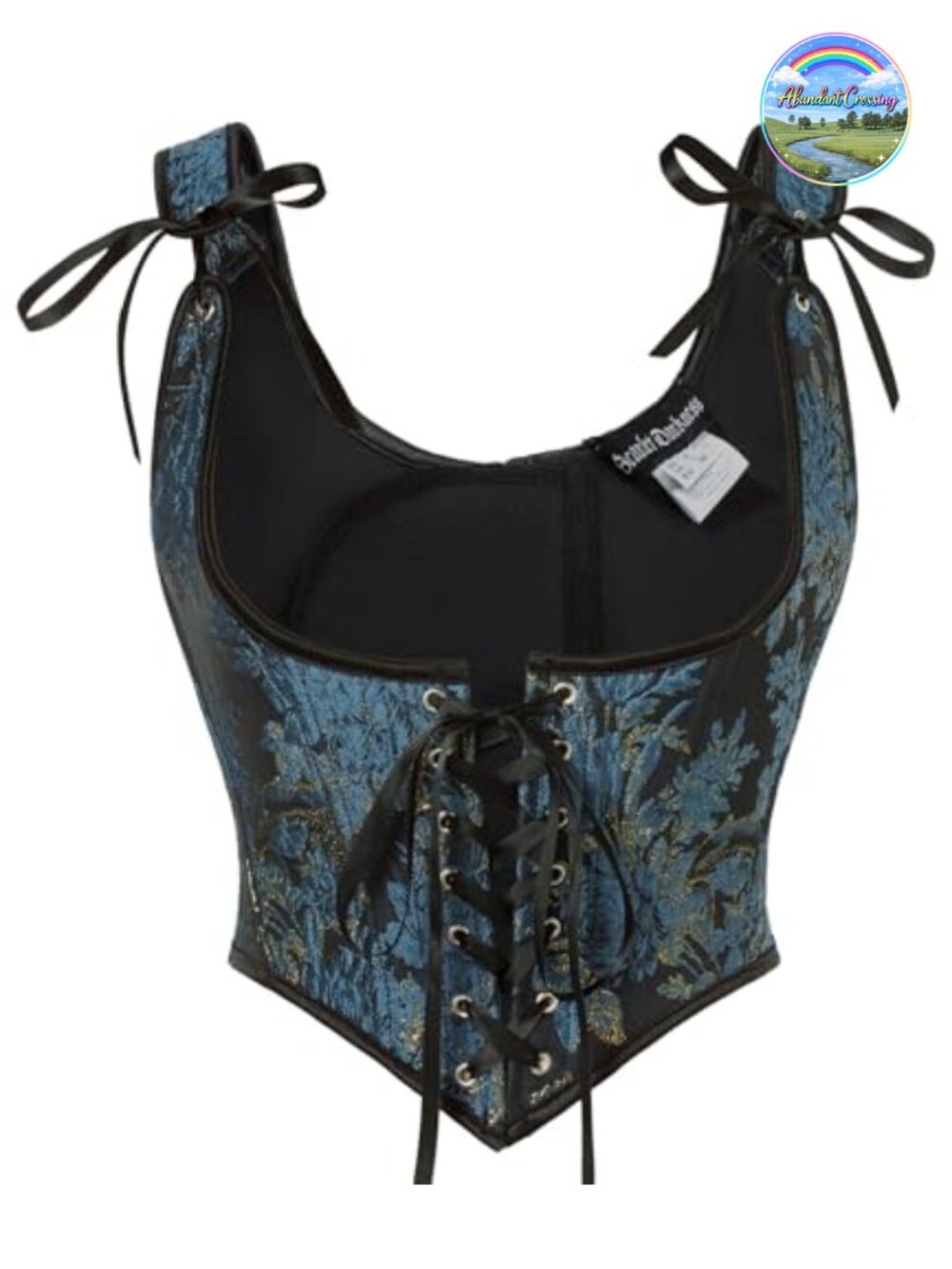 Renaissance Underbust Corset Top Jacquard Lace-Up Bustier for Cosplay